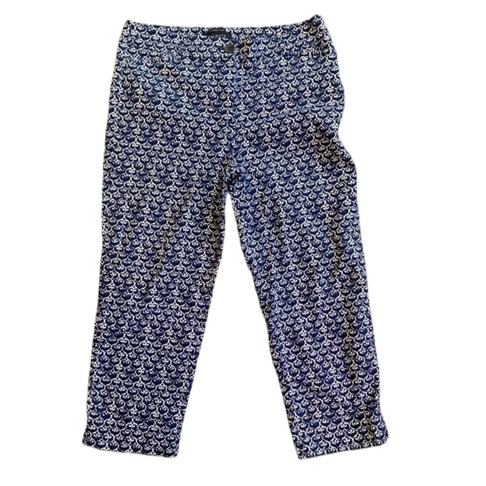 Ladies Talbots The Perfect Crop Blue White Print Capri Cropped Pants Size 6P